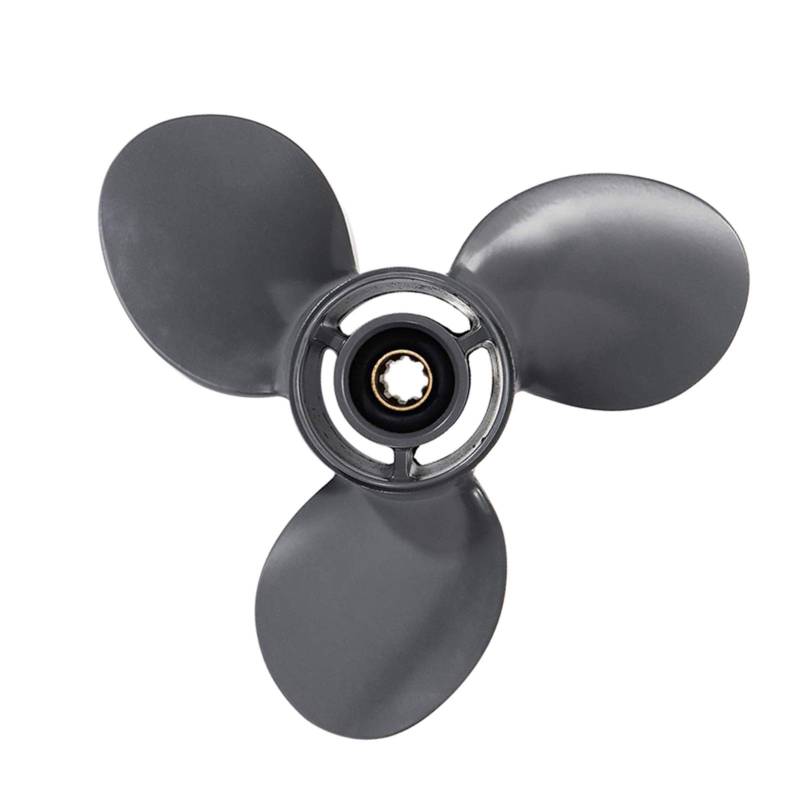 DEMULAX 9 1/4 X10 1/2 Marineboot-Außenbordpropeller 8-20 PS graue Aluminiumlegierung 3 Blätter 8 Keilzahn 58130-ZV4-010AH Wasserfahrzeugpropeller von DEMULAX