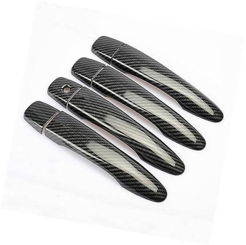DEMULAX Aufkleber for Autotürgriffabdeckungen aus Kohlefaser, for Nissan, for März, for Micra, 2017 2018 2019 2020 Autotürgriffabdeckung(Black 4 Door 0 Buttons) von DEMULAX