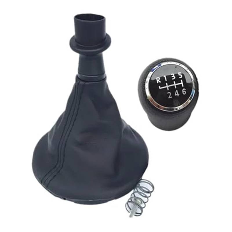 DEMULAX Auto 6-Gang-Schaltknauf, for Transporter, for Multivan, Caravelle T5 2003–2010, Leder Auto-Schaltknauf(Black 6 Speed) von DEMULAX
