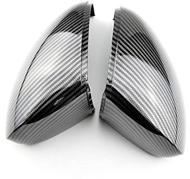 DEMULAX Auto-Rückspiegelabdeckung, for Volkswagen, for Tiguan, 2008–2015, ABS-Kohlefaser-Abdeckung, Verkleidung, Autozubehör, Styling, 2 Stück Auto-Seitenspiegelabdeckung(Black Carbon Black) von DEMULAX