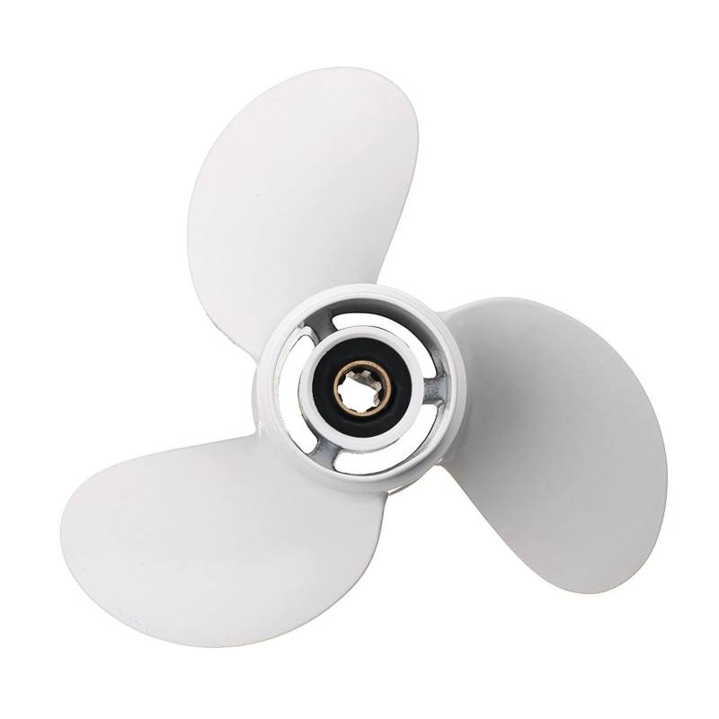 DEMULAX Boots-Außenbordpropeller 8 1/2 x 8 1/2, for Yamaha, 6-8 PS 6G1-45941-00-EL Marinepropeller aus Aluminiumlegierung mit 3 Blättern und 7 Keilzähnen Wasserfahrzeugpropeller von DEMULAX