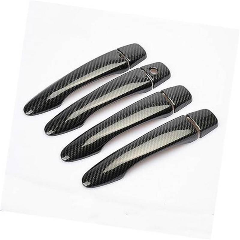 DEMULAX Carbonfaser-Chrom-Türgriffabdeckung, for Nissan, Sentra 2014 2015 2016 2017 2018 2019 Fangkappen-Zierleisten-Zubehör Autotürgriffabdeckung(Black No Button) von DEMULAX