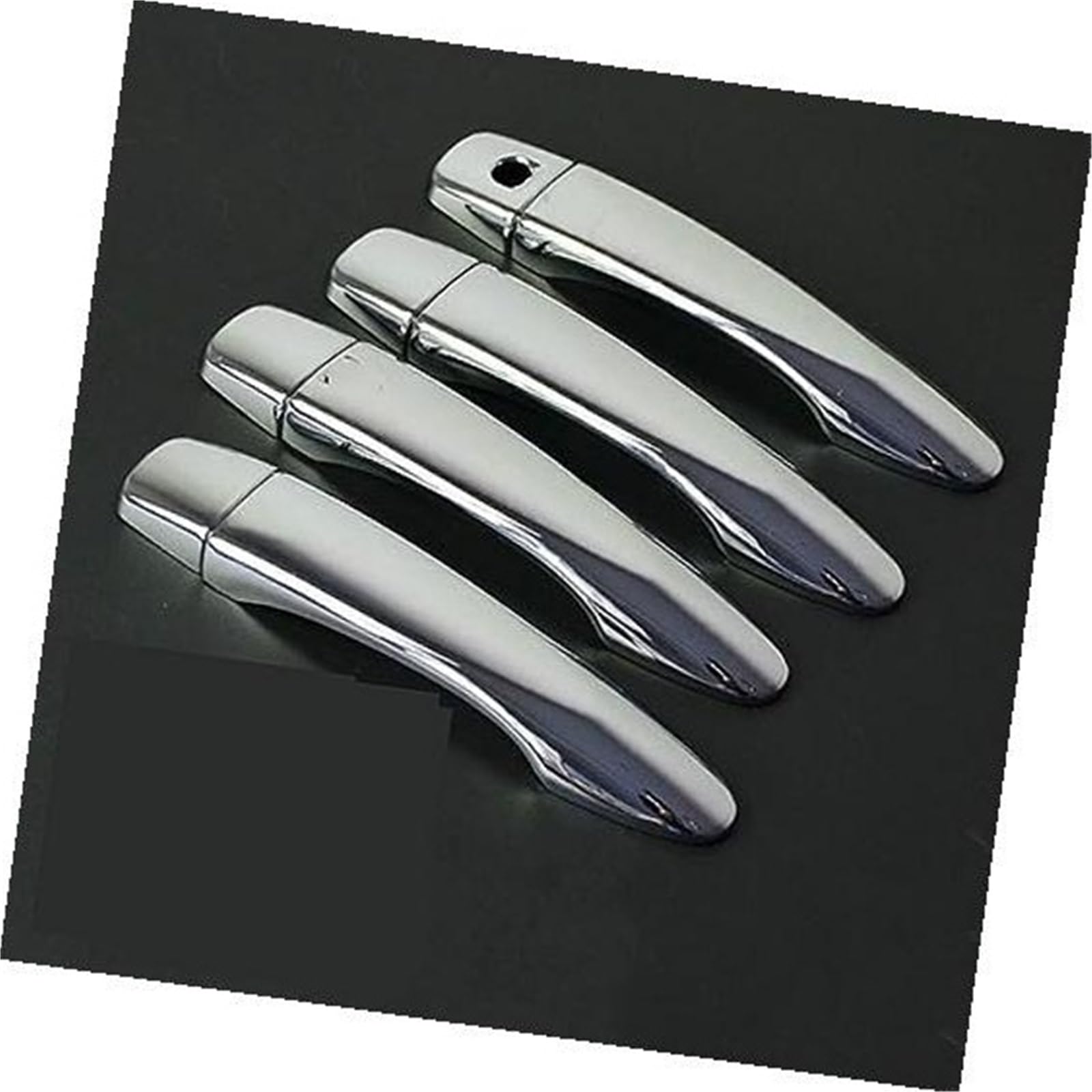 DEMULAX Carbonfaser-Chrom-Türgriffabdeckung, for Nissan, Sentra 2014 2015 2016 2017 2018 2019 Fangkappen-Zierleisten-Zubehör Autotürgriffabdeckung(Silver No Button) von DEMULAX