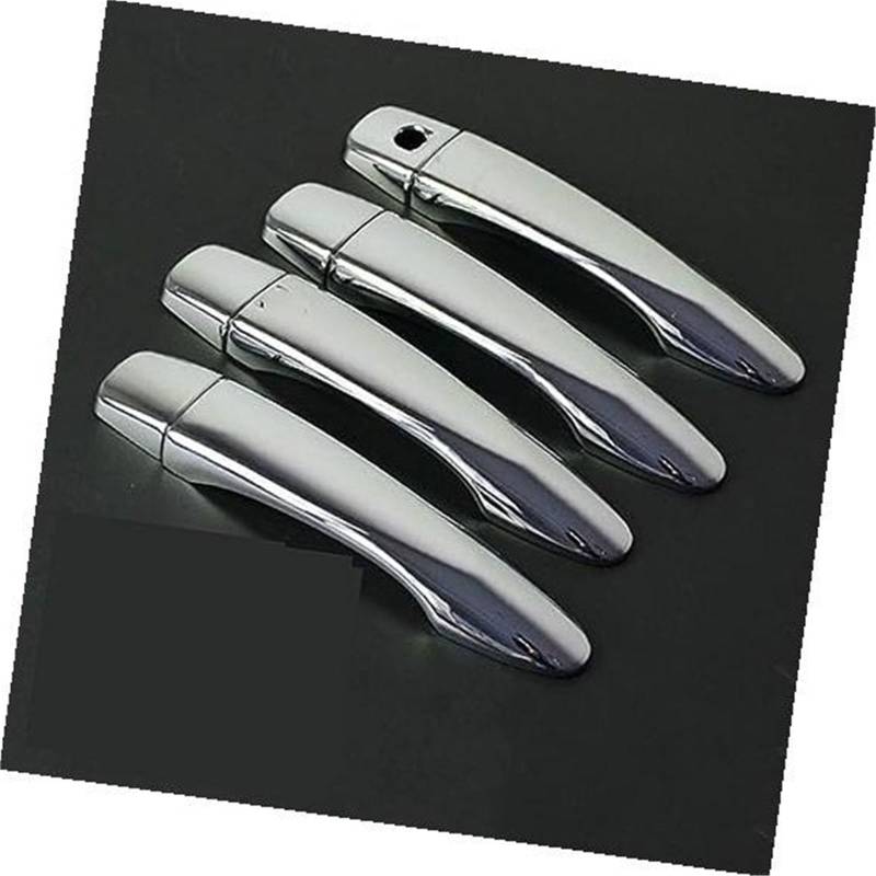 DEMULAX Carbonfaser-Chrom-Türgriffabdeckung, for Nissan, Sentra 2014 2015 2016 2017 2018 2019 Fangkappen-Zierleisten-Zubehör Autotürgriffabdeckung(Silver No Button) von DEMULAX