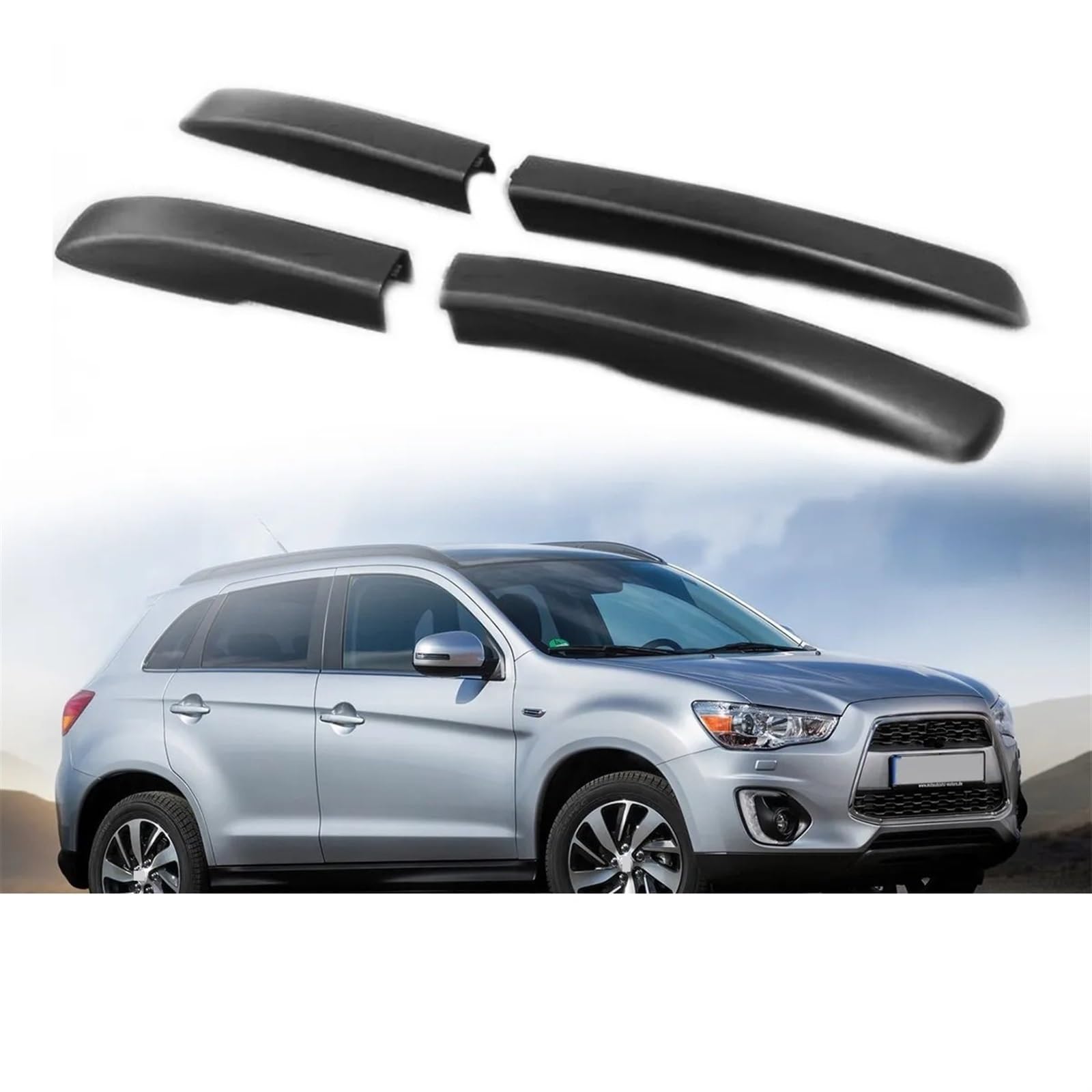 DEMULAX Dachträgerabdeckung, for Mitsubishi, for ASX 2013–2019 SUV, vorne und hinten, Dachgepäckträger, Schienenendschale, Kunststoff-Schutzabdeckung, Ersatz Autodachgepäckträger-Abdeckung(Black- Fron DEMULAX Dachträgerabdeckung, for Mitsubishi, for ASX 2013–2019 SUV, vorne und hinten, Dachgepäckträger, Schienenendschale, Kunststoff-Schutzabdeckung, Ersatz Autodachgepäckträger-Abdeckung(Black- Fron von DEMULAX