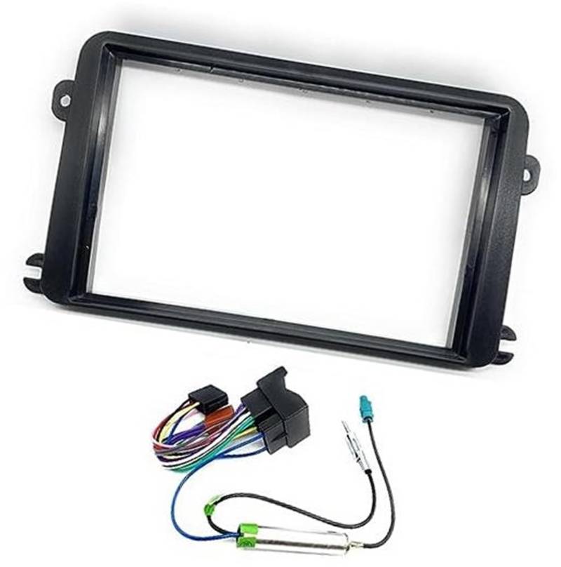 DEMULAX Doppel-DIN-Autoradio-Einbausatz, 2-DIN-Frontblende, Antennenadapter, ISO-Kabel, for Seat Autoradio-Armaturenbrett von DEMULAX