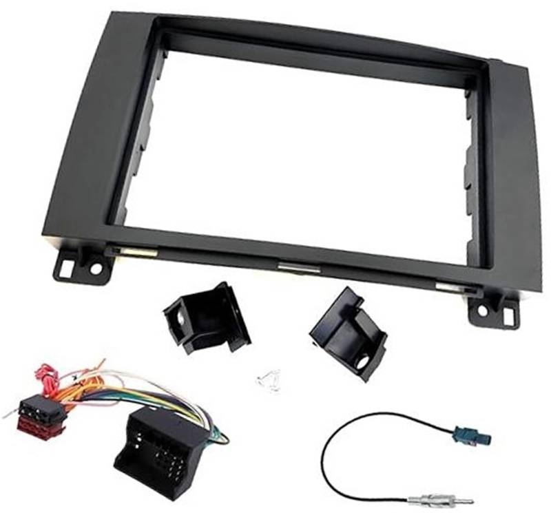 DEMULAX Doppel-DIN-Autoradio-Rahmen-Einbauset, 2-DIN-Frontblendenrahmen, ISO-Anschlusskabel, Antennenadapter Autoradio-Armaturenbrett von DEMULAX