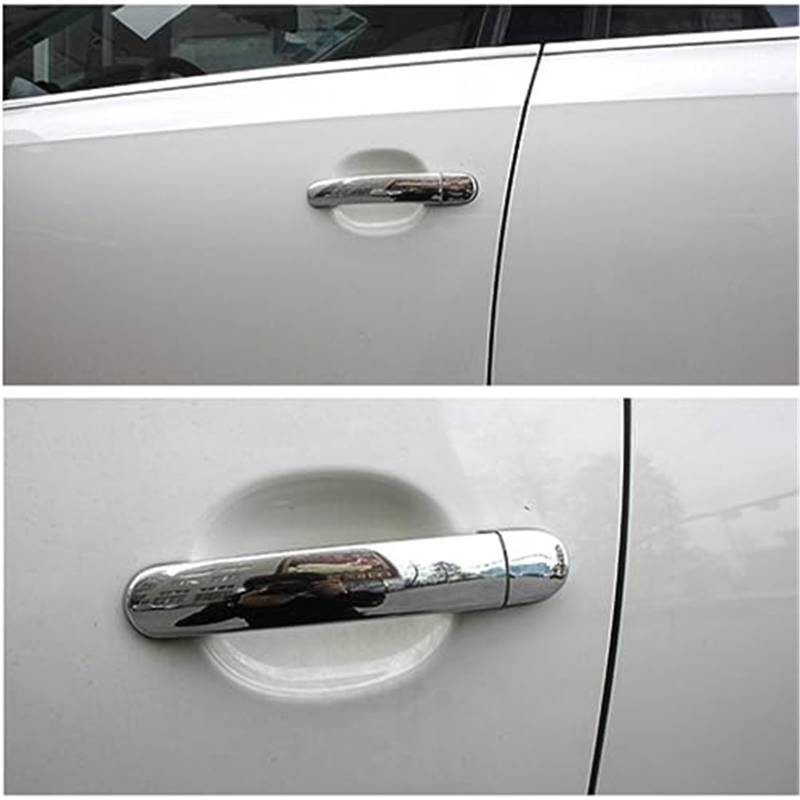 DEMULAX Glänzende Chrom-Aufkleber for Autotürgriffabdeckungen, for VW, for Tiguan, 2007–2016 Autotürgriffabdeckung(Silver 1 Keyhole) von DEMULAX