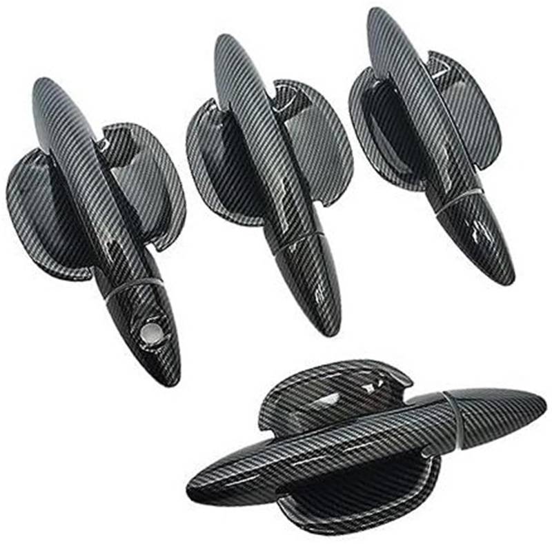 DEMULAX Kohlefaser-Chrom-Autotürgriff-Abdeckungs-Dekor-Ordnungsaufkleber, for Kia, Rio 3 Rio3 K2 2011–2016 Autotürgriffabdeckung(Black Handle Bowl 0 Button) von DEMULAX