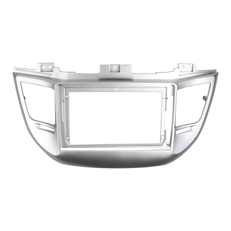 DEMULAX LHD 9 Zoll Radioblende Armaturenbrett Dash Trim Kit Rahmen Stereo Panel GPS DVD Player Frontplatte Blende, for Hyundai, Tucson 2015-2018 Radio-Zierleiste für Armaturenbrett(Silver) von DEMULAX