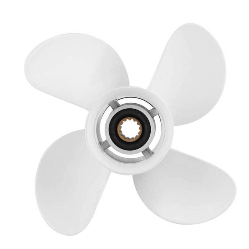 DEMULAX Marine Außenbordpropeller 4 Blätter 10 3/8x13in RH Aluminiumlegierung, for Yamaha, 25-60 PS Motor 4 Blatt Propeller Neu Wasserfahrzeugpropeller von DEMULAX