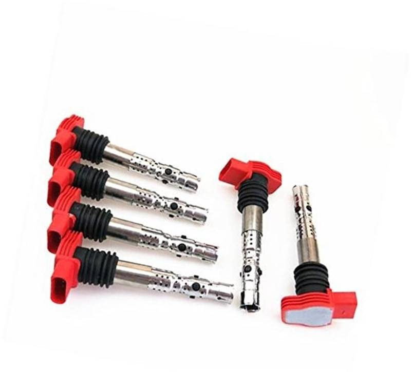 DEMULAX Motoren Zündspule 6-teilige rote Zündspule for Automotoren, for A4, for A6, for A8 06C 905 115 L 06C 905 115 M 06C 905 115 E 06C 905 115 F Auto-Zündspulenpaket von DEMULAX