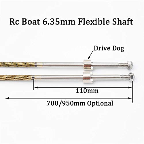 DEMULAX Rc Racing Boot 6,35mm 1/4'' Flexible Welle Länge 700/950mm Weiche Welle Positive Reverse Propeller Welle mit Drive Dog Wasserfahrzeugpropeller(700mm Reverse) von DEMULAX