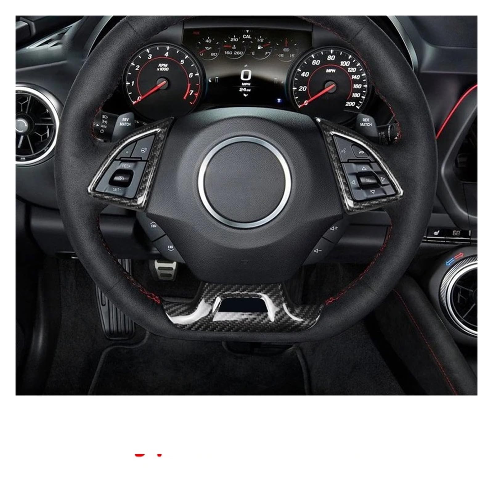 DEMULAX for Chevrolet, for Camaro, 2016–2023, echte Kohlefaser, Auto-Innenraum, Lenkradrahmen, Verkleidung, Mittelabdeckung, Aufkleber, Dekoration Auto-Lenkrad-Aufkleber(Type A Carbon) von DEMULAX