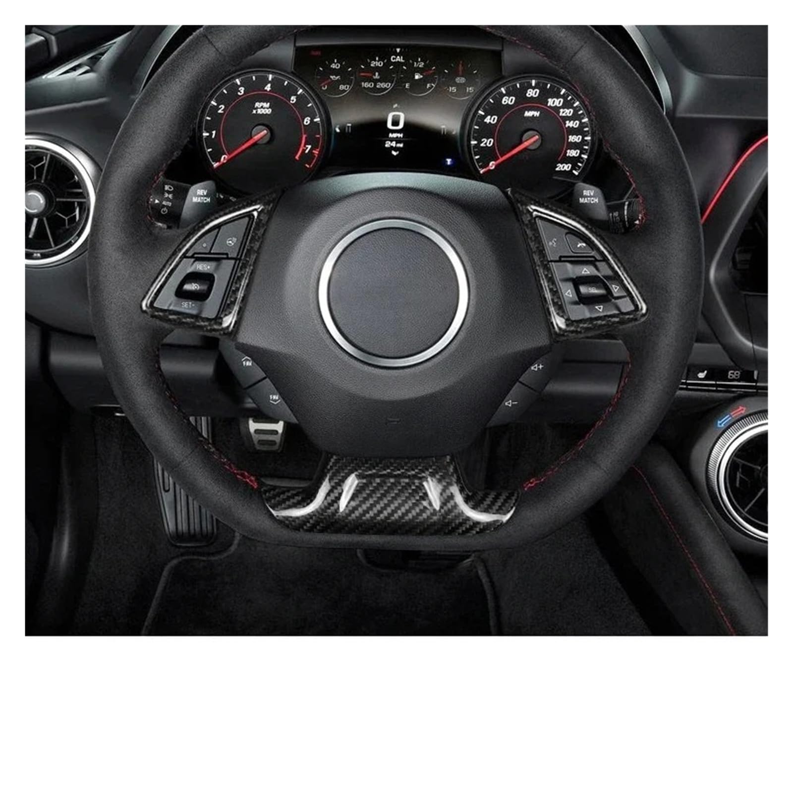 DEMULAX for Chevrolet, for Camaro, 2016–2023, echte Kohlefaser, Auto-Innenraum, Lenkradrahmen, Verkleidung, Mittelabdeckung, Aufkleber, Dekoration Auto-Lenkrad-Aufkleber(Type B Carbon) von DEMULAX