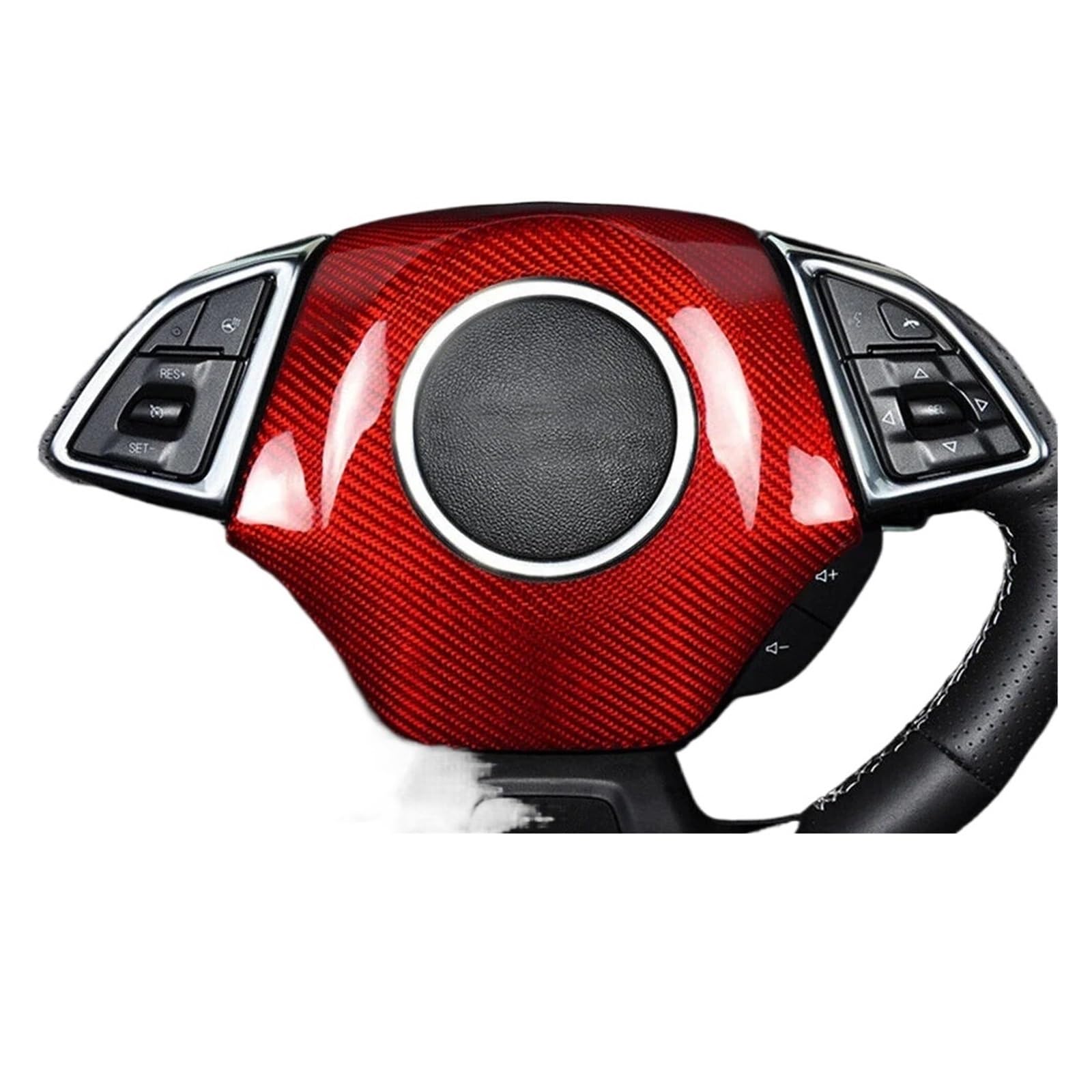 DEMULAX for Chevrolet, for Camaro, 2016–2023, echte Kohlefaser, Auto-Innenraum, Lenkradrahmen, Verkleidung, Mittelabdeckung, Aufkleber, Dekoration Auto-Lenkrad-Aufkleber(Type C Red) von DEMULAX