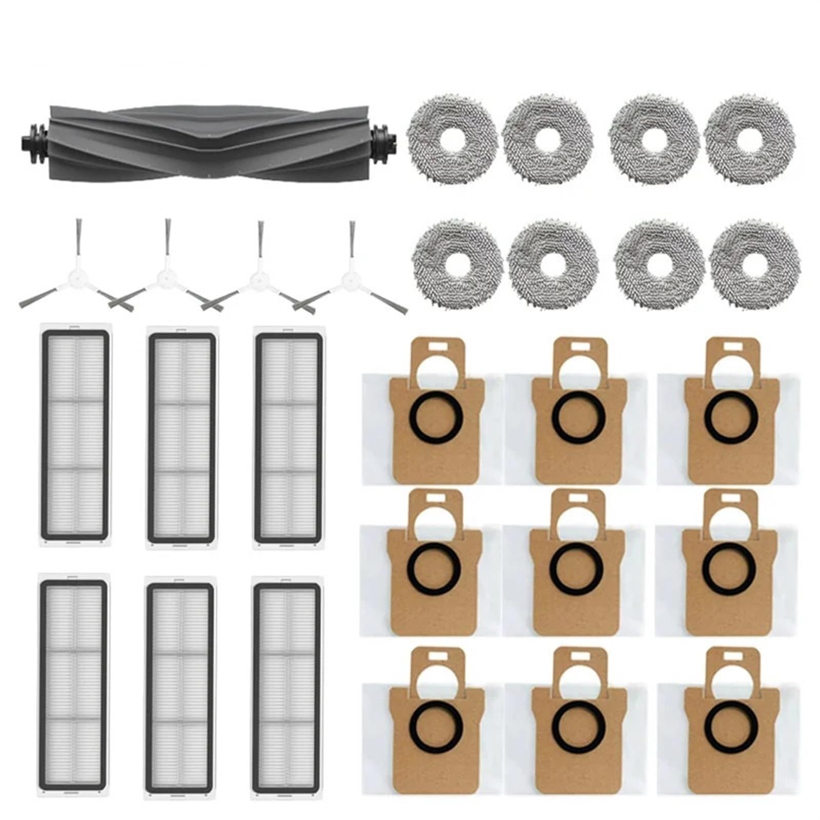 DEMULAX for Dreame, Bot L10s Pro L10s Ultra Roboter-Staubsauger-Ersatzteile, Gummi-/Seitenbürste, Abdeckung, Filter, Wischlappen, Staubbeutel optional Roboterstaubsauger-Zubehörset(28PCS) von DEMULAX