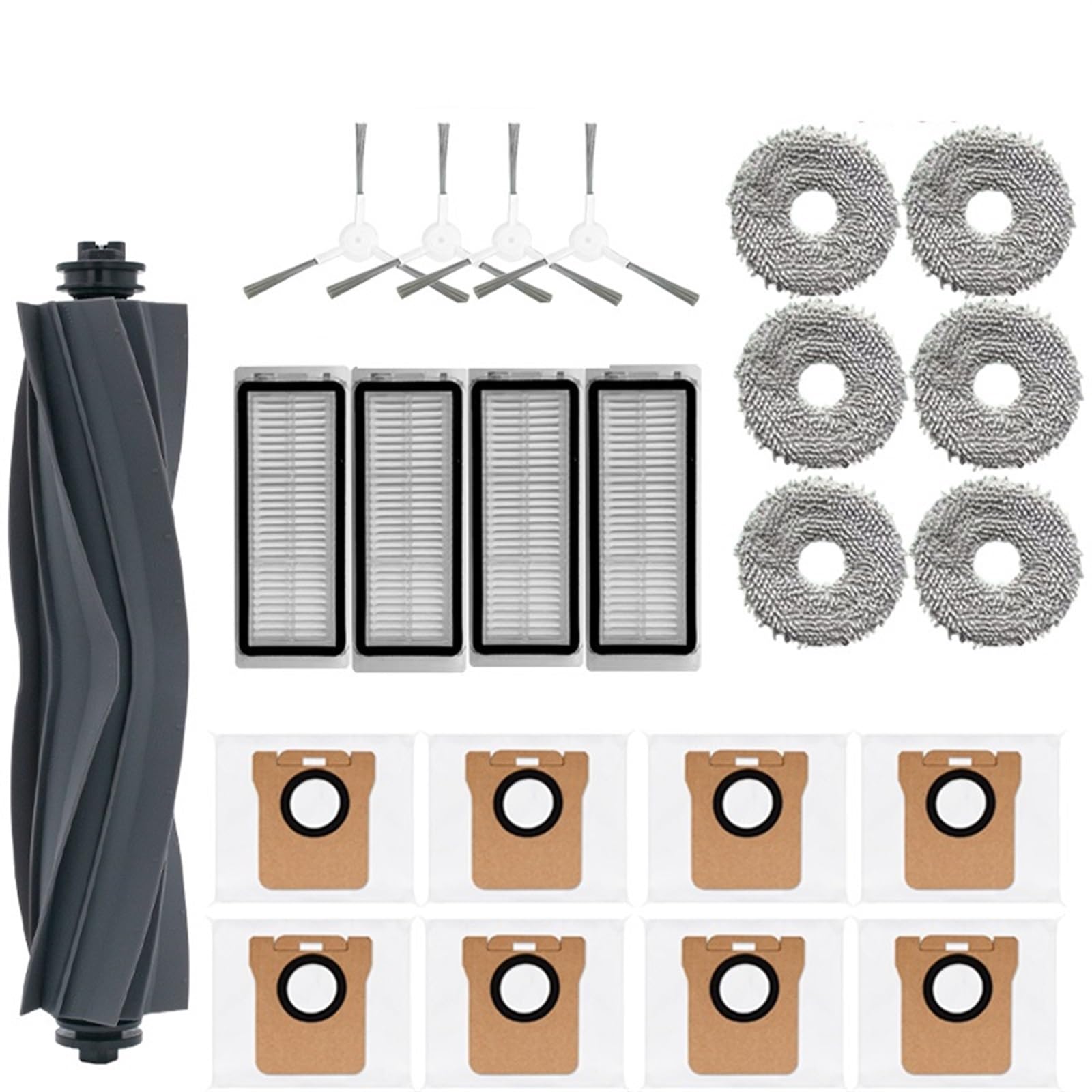 DEMULAX for Dreame, Bot L20 Ultra / X20 Pro Zubehör Wichtigsten Seite Pinsel Hepa-Filter Mopp Staubbeutel Roboter Staubsauger Ersatzteile Roboterstaubsauger-Zubehörset(23pcs-01) von DEMULAX