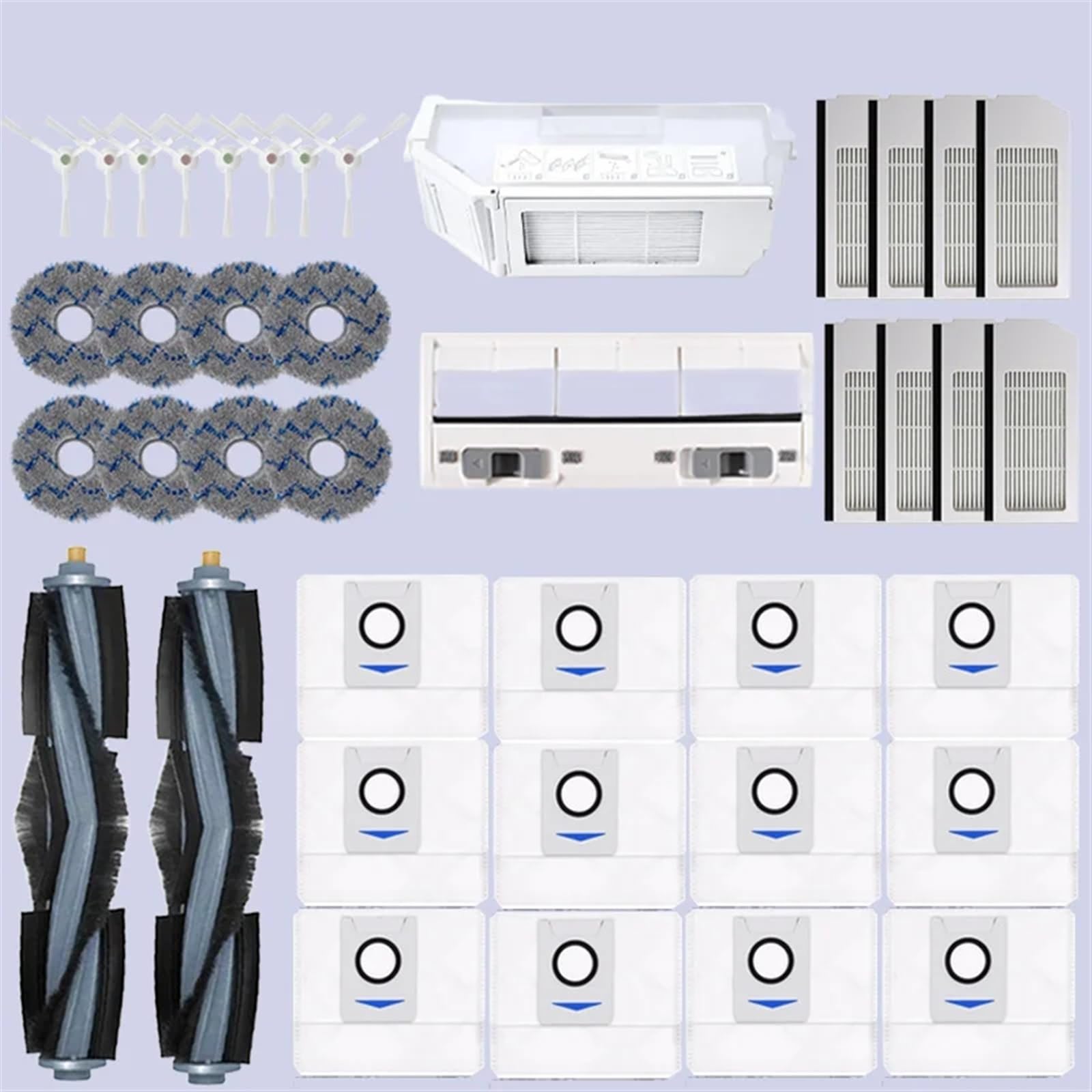 DEMULAX for Ecovacs Deebot X1 Omni / T10 Omni Zubehör Roboter Staubsauger Teile Staubbeutel Hepa-Filter Wichtigsten Seite Pinsel mopp Mülleimer Roboterstaubsauger-Zubehörset(38PCS) von DEMULAX