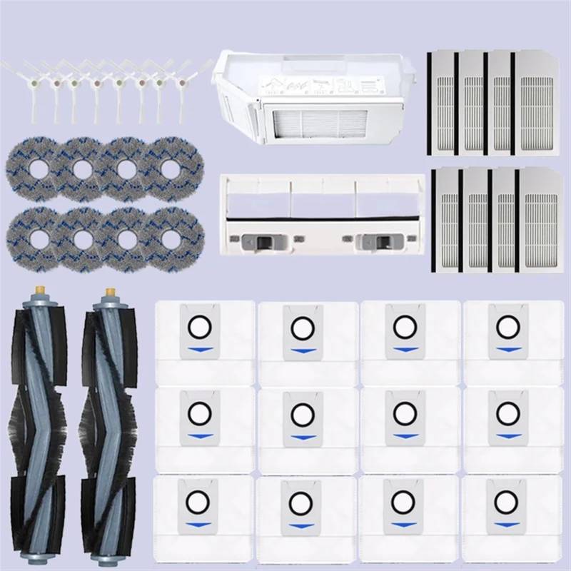 DEMULAX for Ecovacs Deebot X1 Omni / T10 Omni Zubehör Roboter Staubsauger Teile Staubbeutel Hepa-Filter Wichtigsten Seite Pinsel mopp Mülleimer Roboterstaubsauger-Zubehörset(38PCS) von DEMULAX
