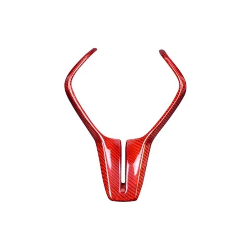 DEMULAX for Infiniti, for Q50 Q50L Q60 2018-2022, Real Carbon Fiber Car Interior Lenkradrahmenverkleidung Mittelabdeckung Panel Aufkleber Dekor Auto-Lenkrad-Aufkleber(Carbon Red) von DEMULAX