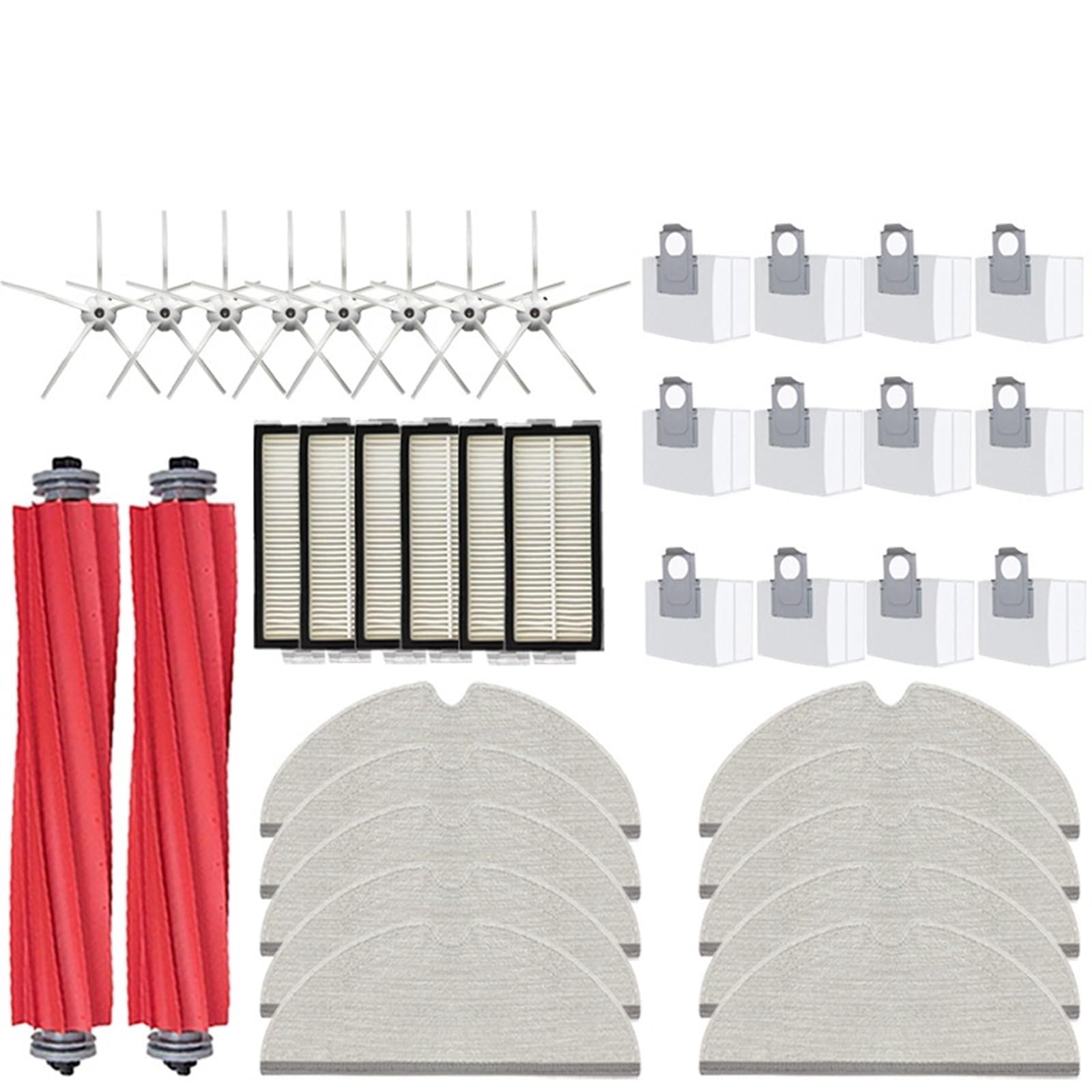 DEMULAX for Roborock, Q7 Max, Q7 Max+, Q7 Plus, T8 Hepa-Filter Roboter Staubsauger Ersatzteile Hauptseite Pinsel Mopp Tuch Staubbeutel Roboterstaubsauger-Zubehörset(38pcs) von DEMULAX