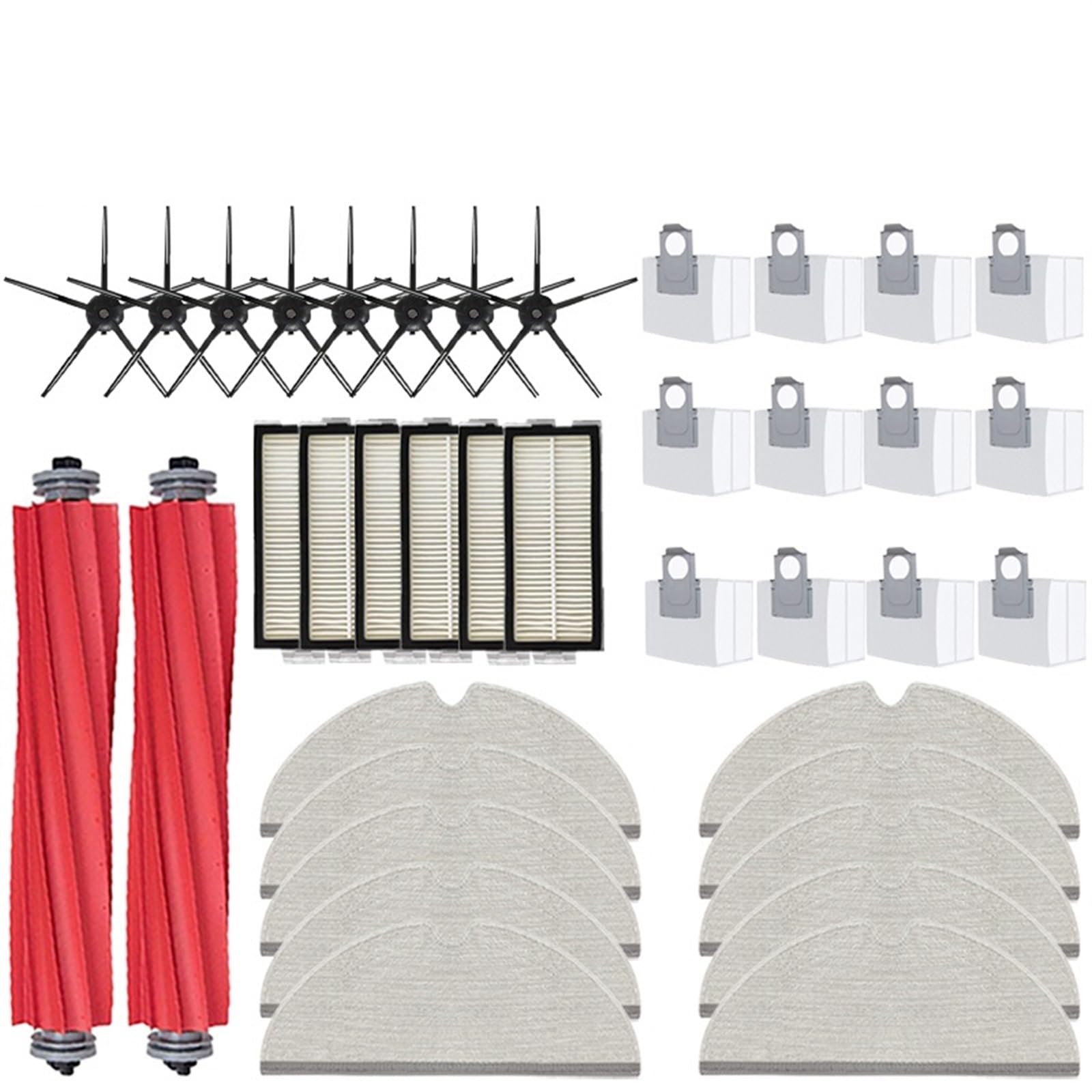 DEMULAX for Roborock, Q7 Max, Q7 Max+, Q7 Plus, T8 Hepa-Filter Roboter Staubsauger Ersatzteile Hauptseite Pinsel Mopp Tuch Staubbeutel Roboterstaubsauger-Zubehörset(38pcs-01) von DEMULAX