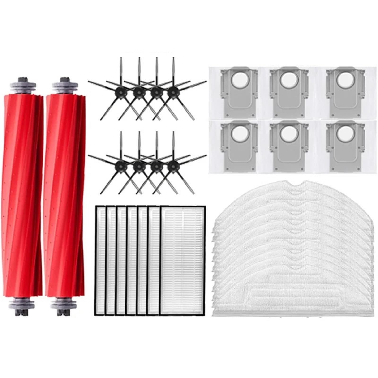 DEMULAX for Roborock, S7 Maxv Ultra S7 Pro Ultra Roboter-staubsauger Hauptseitenbürste Mopp Hepa-Filter Staubbeutel Reinigung Rollbürste Zubehör Roboterstaubsauger-Zubehörset(32pcs) von DEMULAX
