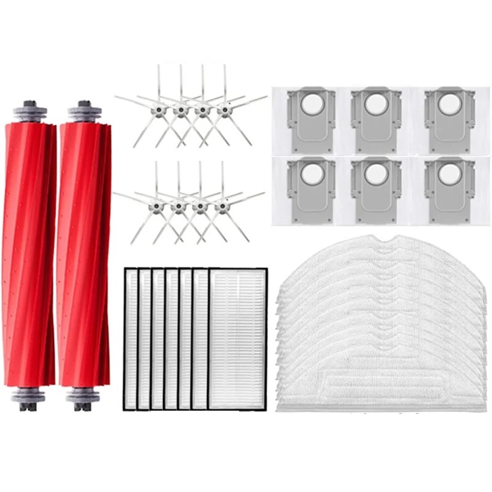DEMULAX for Roborock, S7 Maxv Ultra S7 Pro Ultra Roboter-staubsauger Hauptseitenbürste Mopp Hepa-Filter Staubbeutel Reinigung Rollbürste Zubehör Roboterstaubsauger-Zubehörset(32pcs-01) von DEMULAX