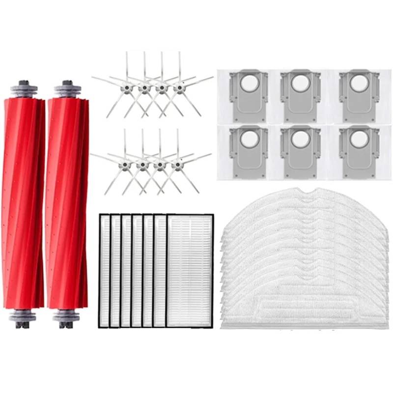 DEMULAX for Roborock, S7 Maxv Ultra S7 Pro Ultra Roboter-staubsauger Hauptseitenbürste Mopp Hepa-Filter Staubbeutel Reinigung Rollbürste Zubehör Roboterstaubsauger-Zubehörset(32pcs-01) von DEMULAX