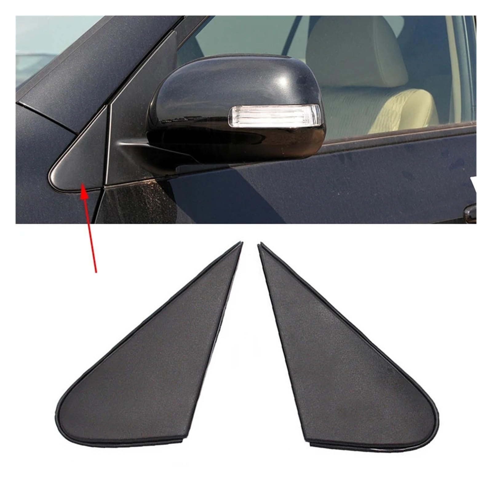 DEMULAX for Toyota, for RAV4, for RAV4 2009 2010 2011 2012, Dreieckige Zierleiste for Seitentür des Auto-Rückspiegels, Eckverkleidung Dreieckige Abdeckung für Auto-Seitenspiegel(Left and Right) von DEMULAX