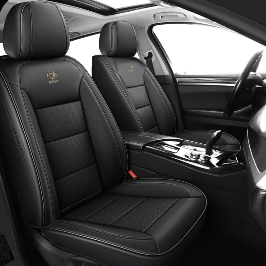 DENGFU Auto Sitzbezüge Universal Full Set für Chrysler 300C PT Cruiser Grand Voyager Sebring Auto Zubehör: schwarz von DENGFU