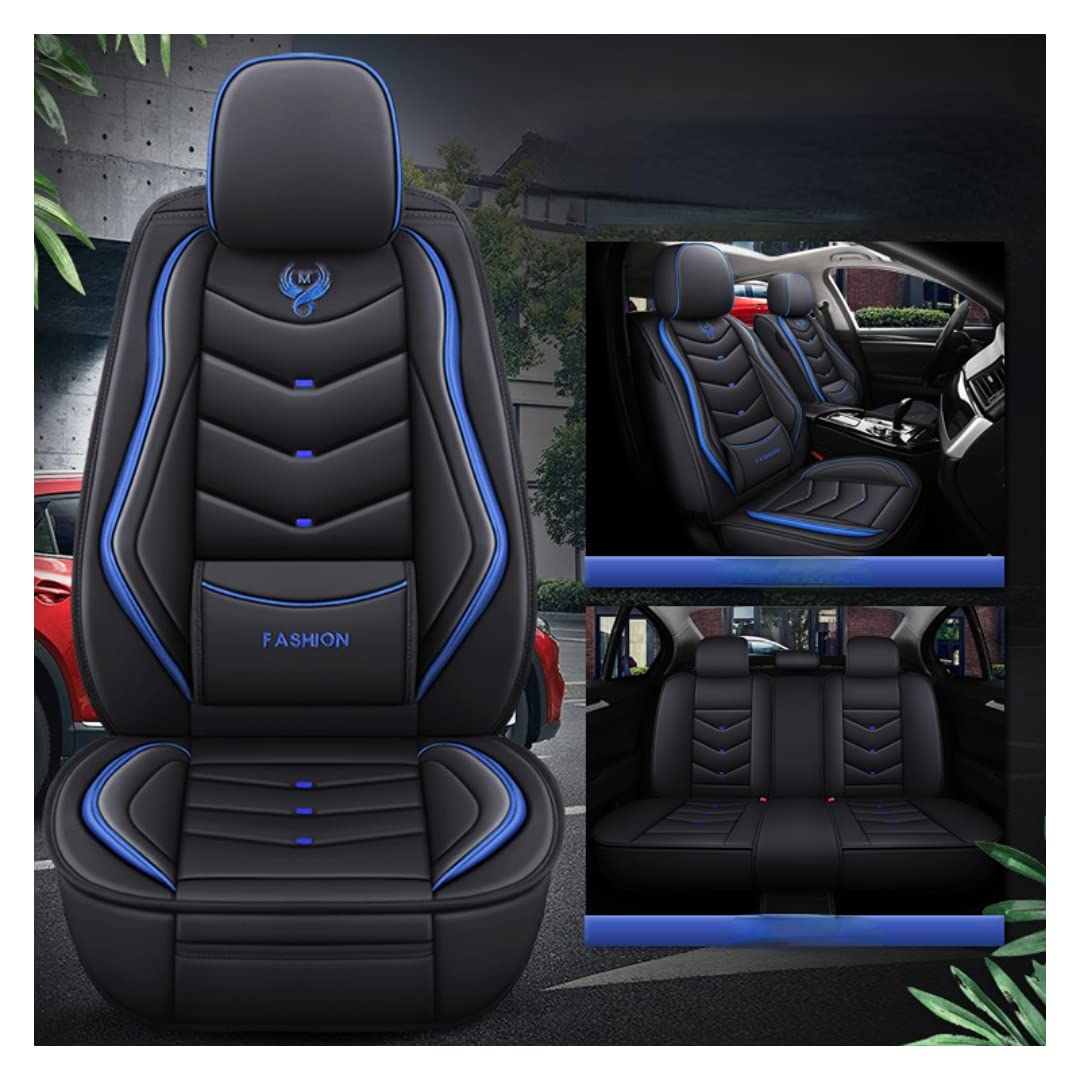 DENGFU Kompatibel mit Autositzbezügen, universal, komplettes Set, Zubehör für Hyundai I10 I20 I30 I40 Ix20 Ix35 Loniq. Schwarz Blau Standard von DENGFU