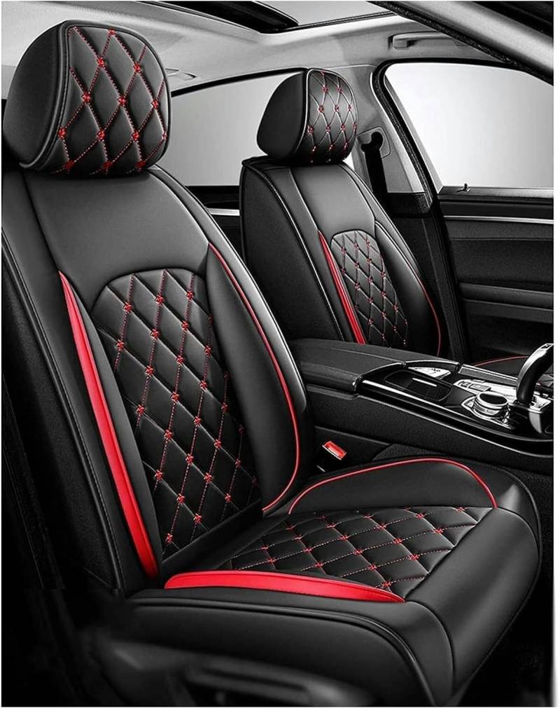 DENGFU Sitzbezüge Auto Autositzbezüge Universal Set für Ford C-Max EcoSport Flucht Fiesta Focus Edge Fusion Stier, Funfhundert Auto Zubehör,Schwarz Rot von DENGFU