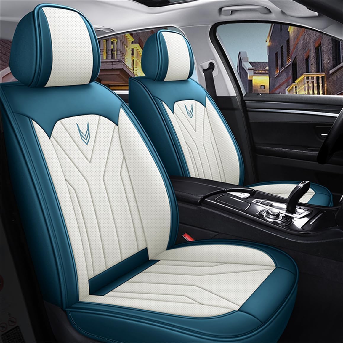 DENGFU Sitzbezüge Auto Autositzbezüge Universal Set für Hyundai Genesis G80 G90 New Santafe Matrix Grandeur Rohens Veracr I10 Hb20 I20 Ix20 Auto Zubehör, Blau Weiß DENGFU Sitzbezüge Auto Autositzbezüge Universal Set für Hyundai Genesis G80 G90 New Santafe Matrix Grandeur Rohens Veracr I10 Hb20 I20 Ix20 Auto Zubehör, Blau Weiß von DENGFU
