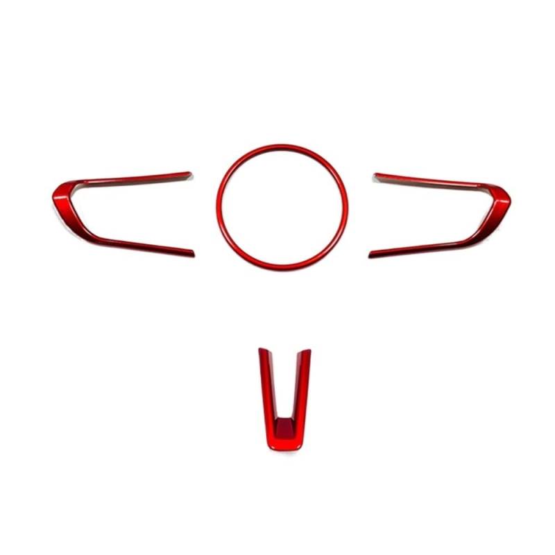Auto Lenkrad Abdeckung Carbon Rot Silber Schalter Aufkleber Rahmen Trim Für Mazda 3 MX-30 CX-50 CX-60 CX-30 Zubehör 2022-2023 Auto-Lenkschutzabdeckung Lenkrad (Color : Red 123) von DENGG