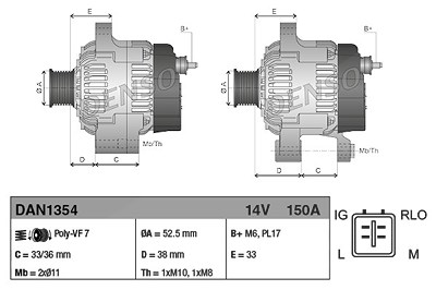 Denso Generator [Hersteller-Nr. DAN1354] für Lexus von DENSO