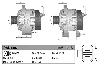 Denso Generator [Hersteller-Nr. DAN1487] für Isuzu von DENSO