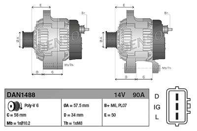 Denso Generator [Hersteller-Nr. DAN1488] für Isuzu, Opel, Vauxhall von DENSO