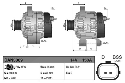 Denso Generator [Hersteller-Nr. DAN3009] für Dacia, Renault von DENSO