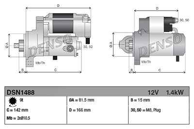Denso Starter [Hersteller-Nr. DSN1488] für Isuzu, Opel, Vauxhall von DENSO