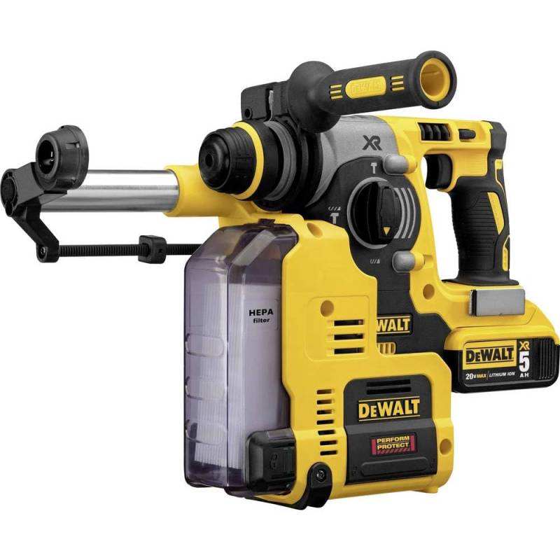 Dewalt Staubabsaugung für SDS-Plus Akku-Kombihämmer D25303DH (passend zu DCH273 und DCH274, werkzeuglos zu befestigen, HEPA-Filter, Antrieb durch eigenen Motor, Ideal für Überkopf-Arbeiten) von DEWALT