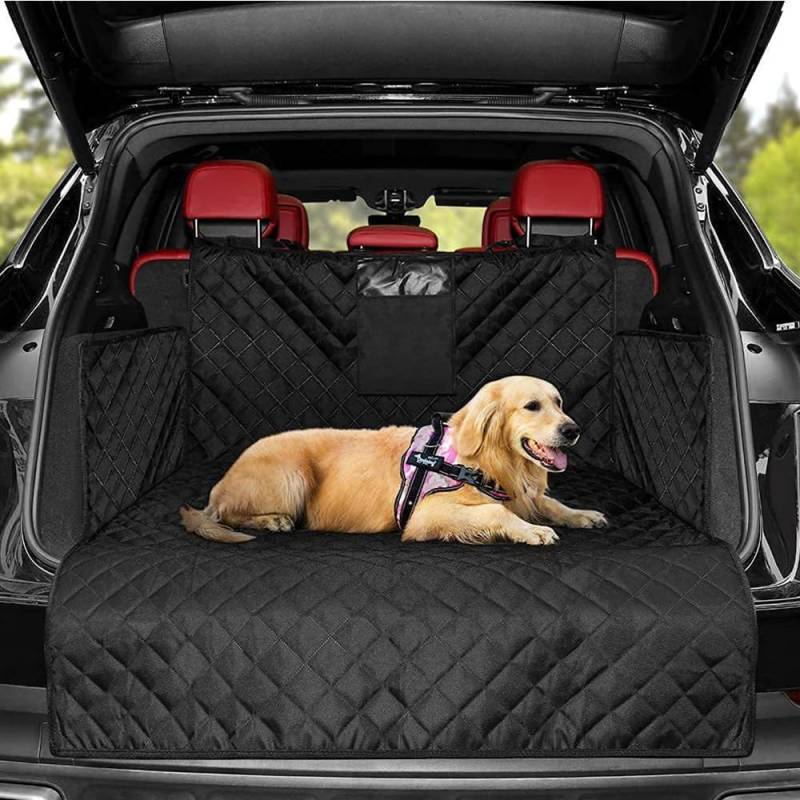Kofferraumschutz Hund mit Seiten und Ladeschwellenschutz für Mercedes A-Klasse | Typ W169 | Bj. 2004-2012, Gesteppte Auto Hundedecke mit Tasche Wasserdicht Kratzfest Pflegeleicht von DFANBO
