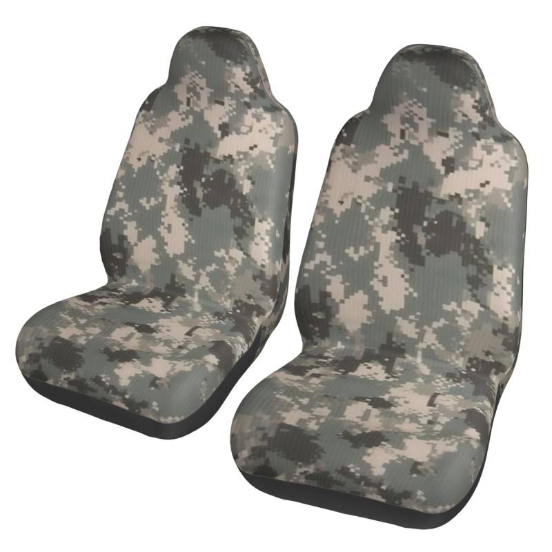 DFEPFKGOKL Armee Digital Camouflage Universal Autositzbezüge Vorderes Paar Autositzbezug 2 Stück Auto Sitzbezüge Leicht zu reinigen & Haltbarkeit Passend für die meisten Autos, SUVs, LKWs von DFEPFKGOKL