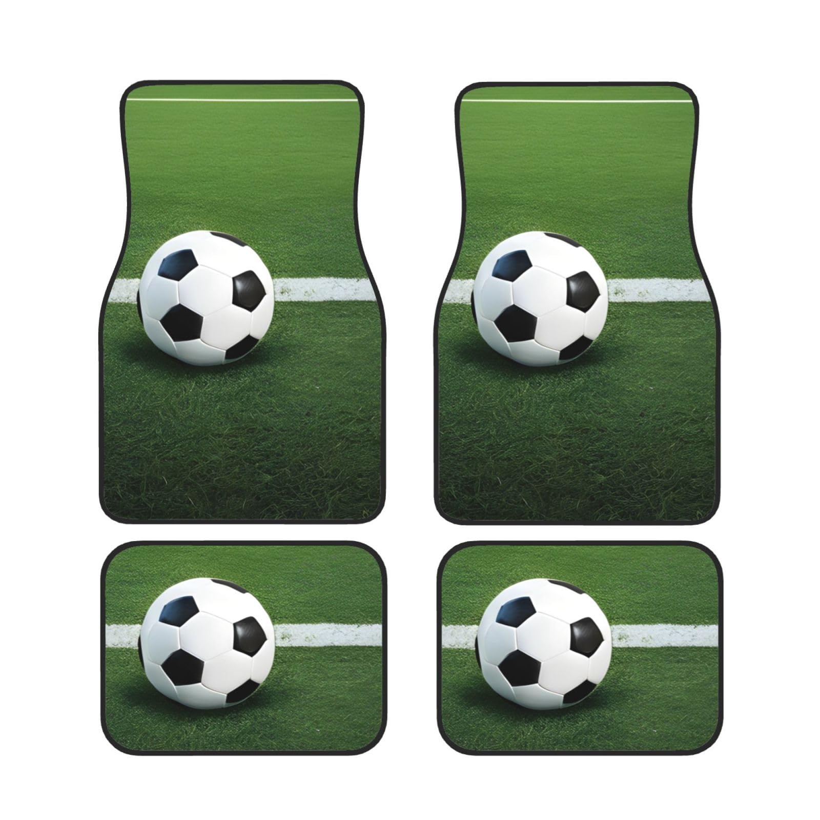 Universal Auto Fußmatten Set mit 4 Grünem Gras Fußball Druck – Rutschfeste, wasserdichte Neopren-Automatte (vorne + hinten) Auto-Fußmatten für Auto, SUV, LKW, Van von DFEPFKGOKL