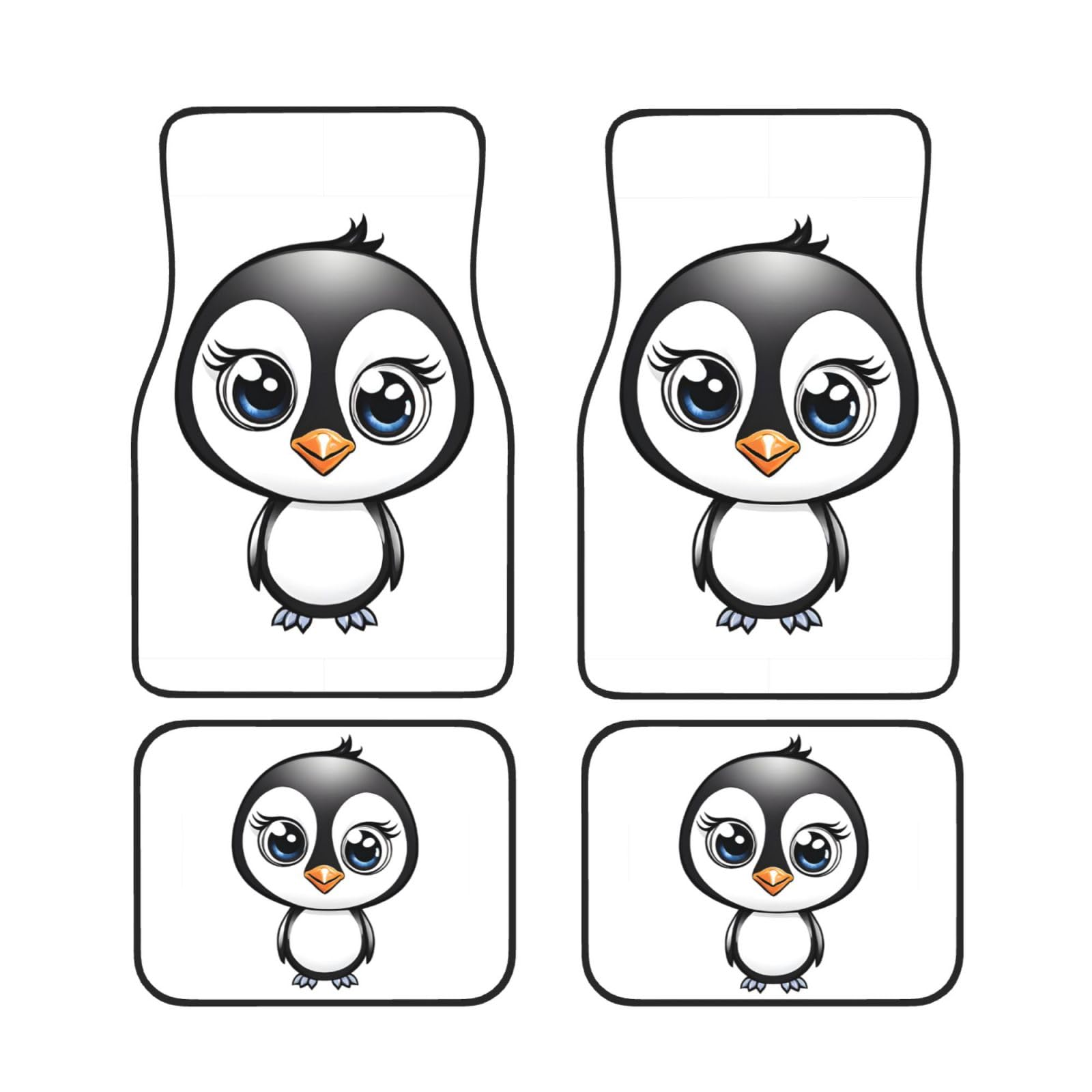 Universal Auto Fußmatten Set mit 4 "I Love Penguins" – rutschfeste wasserdichte Neopren-Automatte (vorne + hinten) Auto-Fußmatten für Auto, SUV, LKW, Van von DFEPFKGOKL