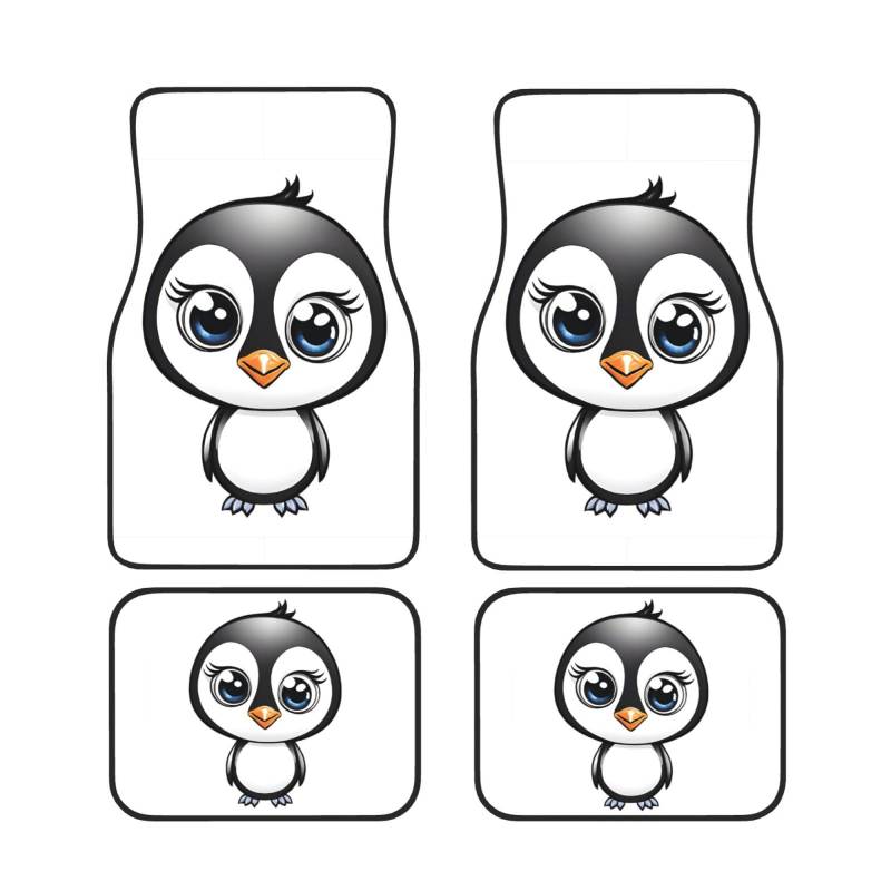 Universal Auto Fußmatten Set mit 4 "I Love Penguins" – rutschfeste wasserdichte Neopren-Automatte (vorne + hinten) Auto-Fußmatten für Auto, SUV, LKW, Van von DFEPFKGOKL