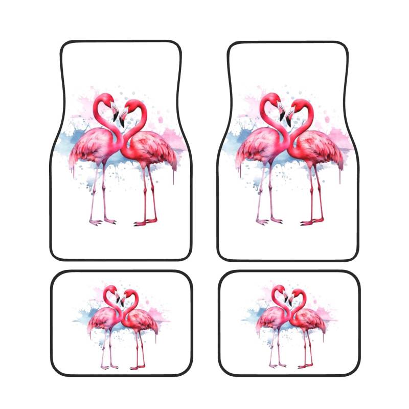 Universal Auto Fußmatten Set mit 4 Tinten-Flamingos – rutschfeste wasserdichte Neopren-Automatte (vorne + hinten) Auto-Fußmatten für Auto, SUV, LKW, Van von DFEPFKGOKL