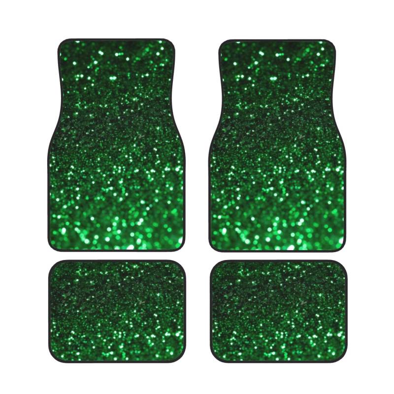 Universal Auto Fußmatten Set mit 4 grünen Pailletten, glitzernd – rutschfeste wasserdichte Neopren-Automatte (vorne + hinten) Auto-Fußmatten für Auto, SUV, LKW, Van von DFEPFKGOKL