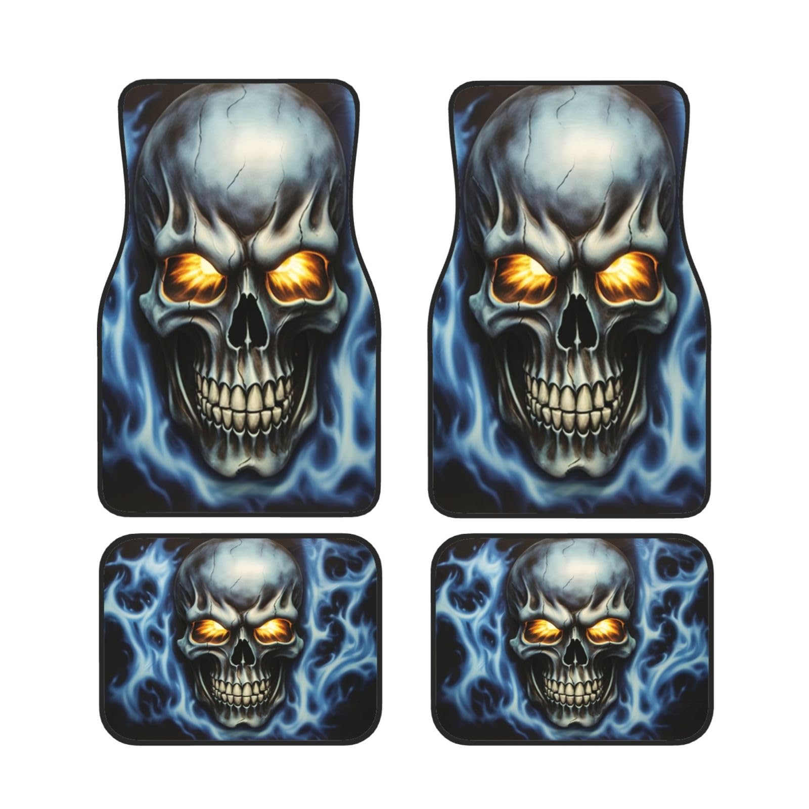 Universal Auto Fußmatten Set von 4 Horror Ghost Skull - Anti-Rutsch Wasserdicht Neopren Automatte (vorne + hinten) Auto Fußmatten für Auto SUV LKW Van von DFEPFKGOKL